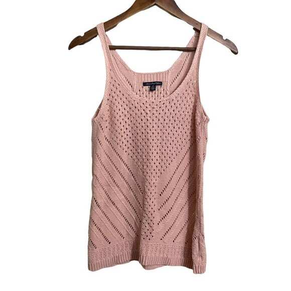 American Eagle Womens Peach Y2K Knit Perforated Sweater Tank Top Blouse Medium - Picture 1 of 6